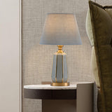 Elegant White Column Base Table Lamp with Rocker Switch Image - 4