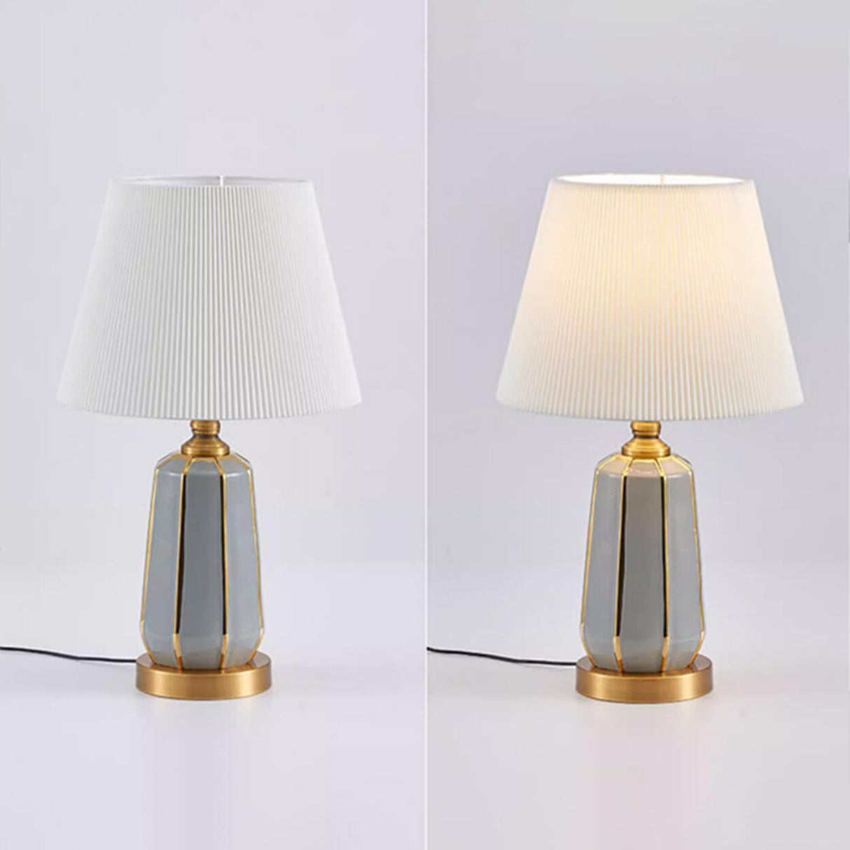 Elegant White Column Base Table Lamp with Rocker Switch Image - 6