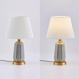 Elegant White Column Base Table Lamp with Rocker Switch Image - 6