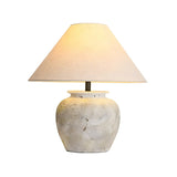 Elegant White Cone Fabric Shade Jar Bedside Table Lamp Image - 5