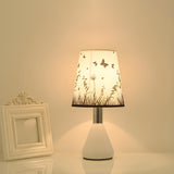 Elegant White Cone Iron Base Floral Fabric Table Lamp Image - 16