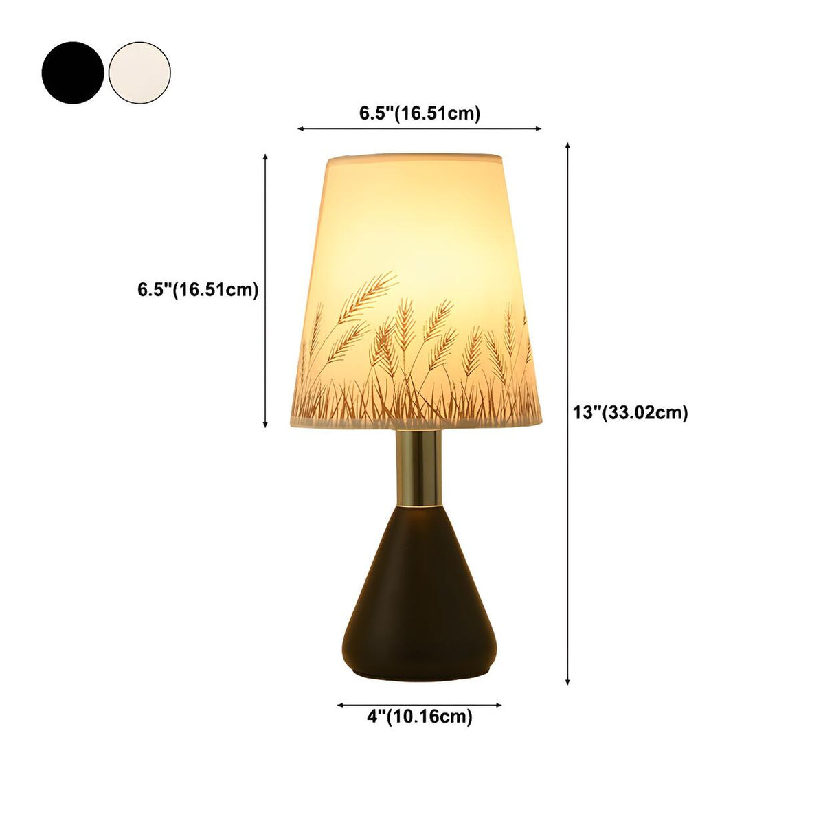 Elegant White Cone Iron Base Floral Fabric Table Lamp 