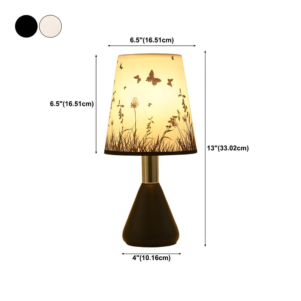 Elegant White Cone Iron Base Floral Fabric Table Lamp Image - 22