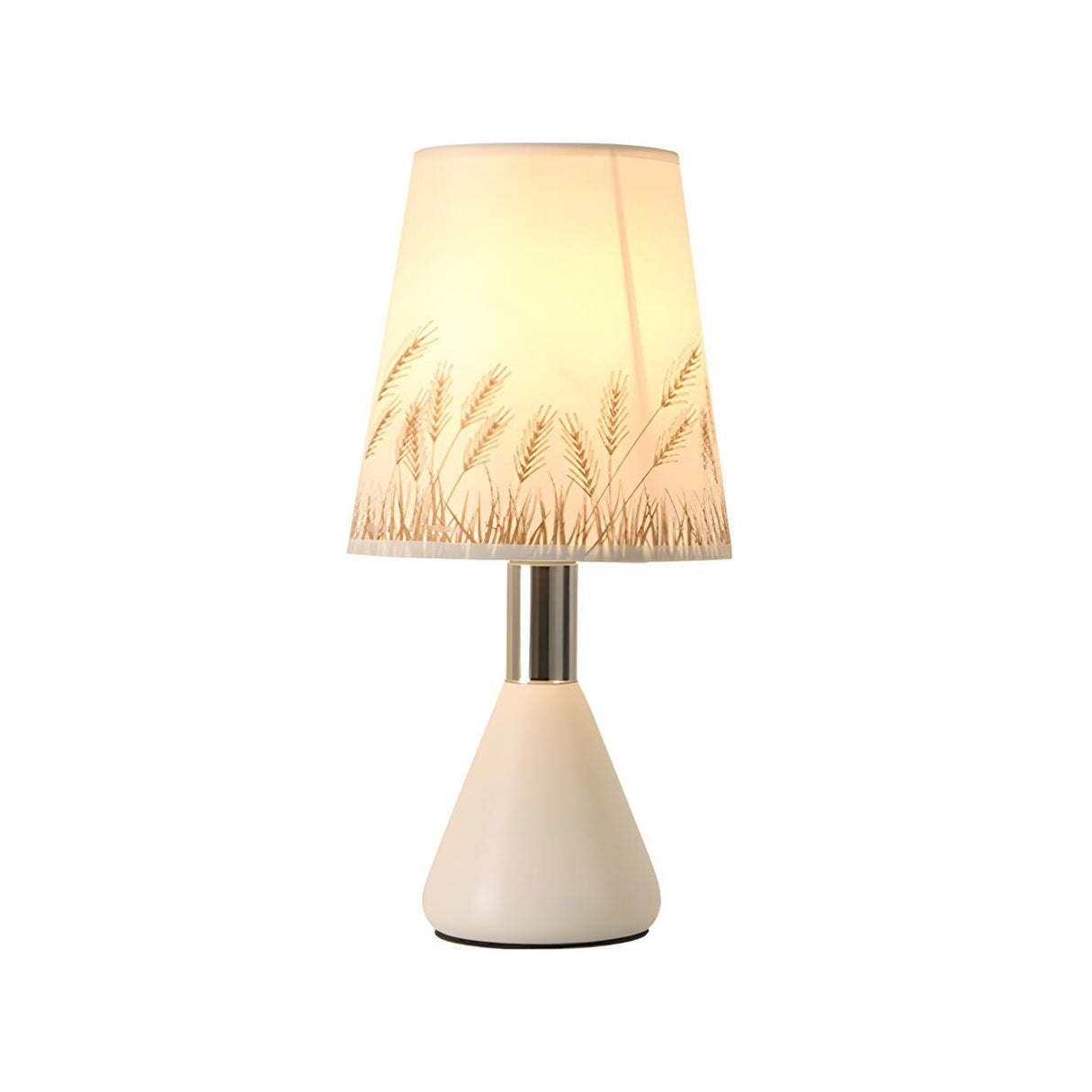 Elegant White Cone Iron Base Floral Fabric Table Lamp Image - 7