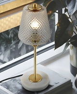 Elegant White Cone Lattice Glass Stone Base Table Lamp Image - 13