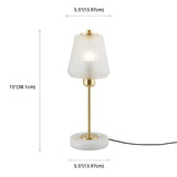 Elegant White Cone Lattice Glass Stone Base Table Lamp #size