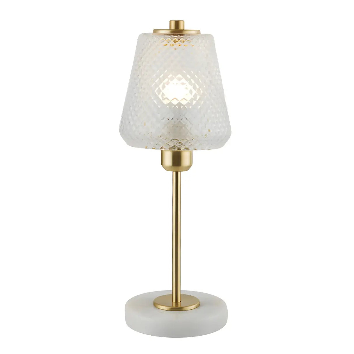 Elegant White Cone Lattice Glass Stone Base Table Lamp Image - 5