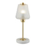 Elegant White Cone Lattice Glass Stone Base Table Lamp Image - 5