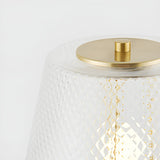 Elegant White Cone Lattice Glass Stone Base Table Lamp Image - 6