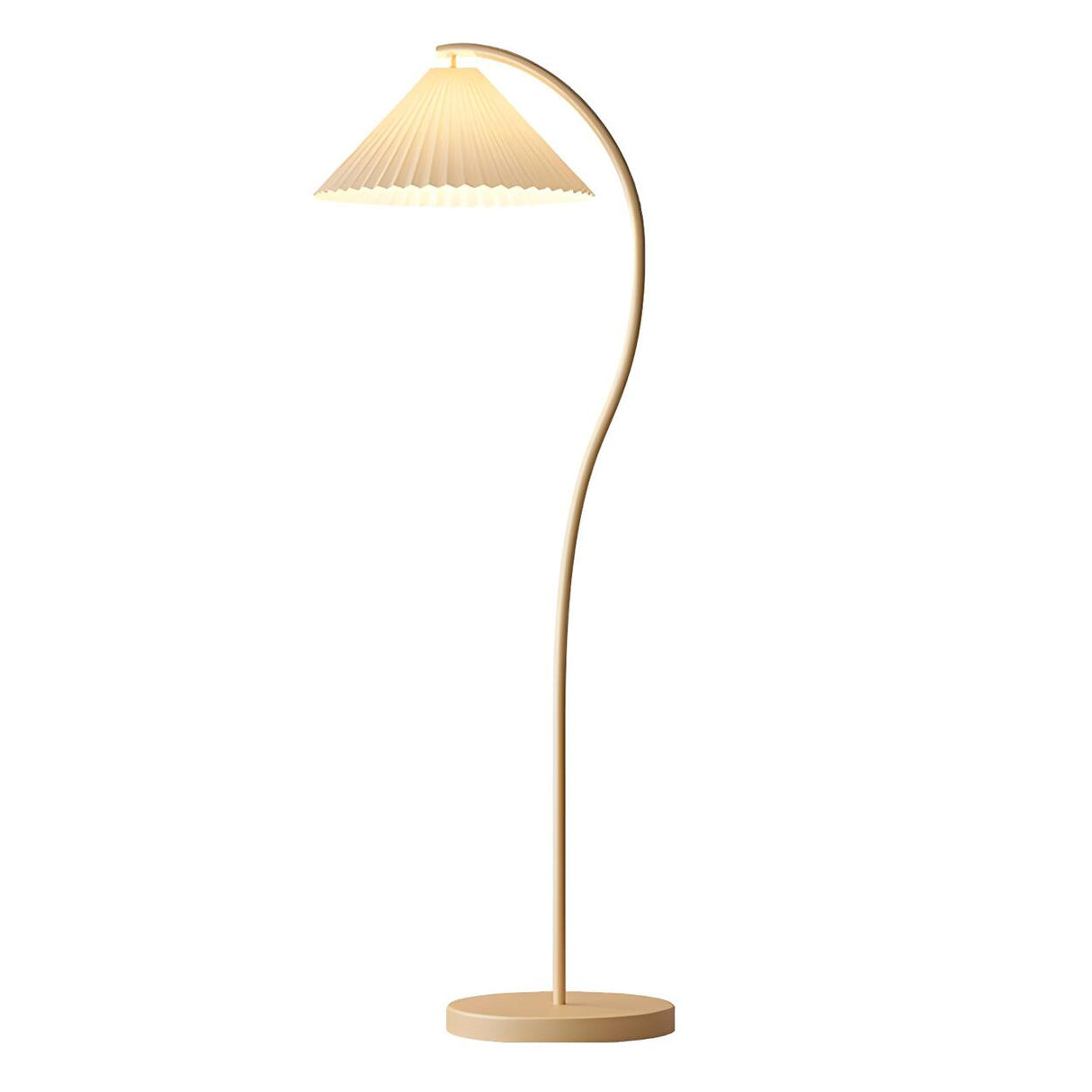 Elegant White Curved Floor Lamp with Pleated Shade Image - 5