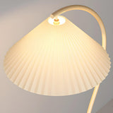 Elegant White Curved Floor Lamp with Pleated Shade Image - 8