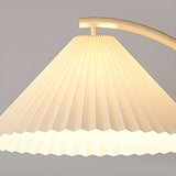 Elegant White Curved Floor Lamp with Pleated Shade Image - 9