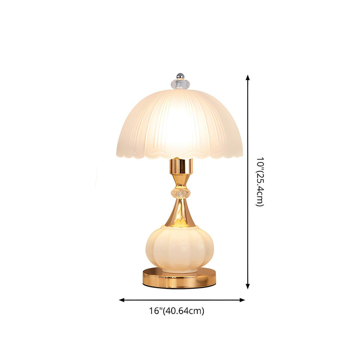 Elegant White Dome Geometric Glass Bedroom Table Lamp 