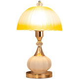 Elegant White Dome Geometric Glass Bedroom Table Lamp Image - 9