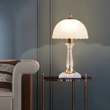 Elegant White Dome Glass Crystal Bedside Table Lamp Image - 3