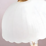 Elegant White Dome Glass Crystal Bedside Table Lamp Image - 4