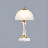 Elegant White Dome Glass Crystal Bedside Table Lamp Image - 5