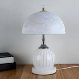 Elegant White Dome Globe Base Glass Bedroom Table Lamp Image - 12