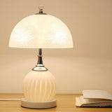 Elegant White Dome Globe Base Glass Bedroom Table Lamp Image - 9