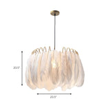 Elegant White Drum Feather  Bedroom Pendant Light Image - 5