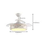 Elegant White Drum Geometric Ceiling Fan With Light #size