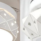 Elegant White Drum Geometric Ceiling Fan With Light Image - 4