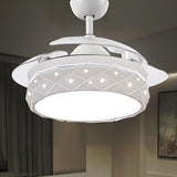 Elegant White Drum Geometric Ceiling Fan With Light Image - 8