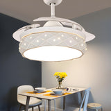 Elegant White Drum Geometric Ceiling Fan With Light Image - 9