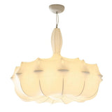 Elegant White Fabric Lotus Drum Chandelier Image - 5