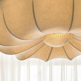 Elegant White Fabric Lotus Drum Chandelier Image - 6