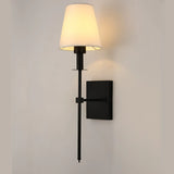 Elegant White Fabric Shade Bathroom Vanity Light Image - 9