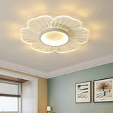 Elegant White Floral Dimmable Semi-Flush Mount Light Image - 1