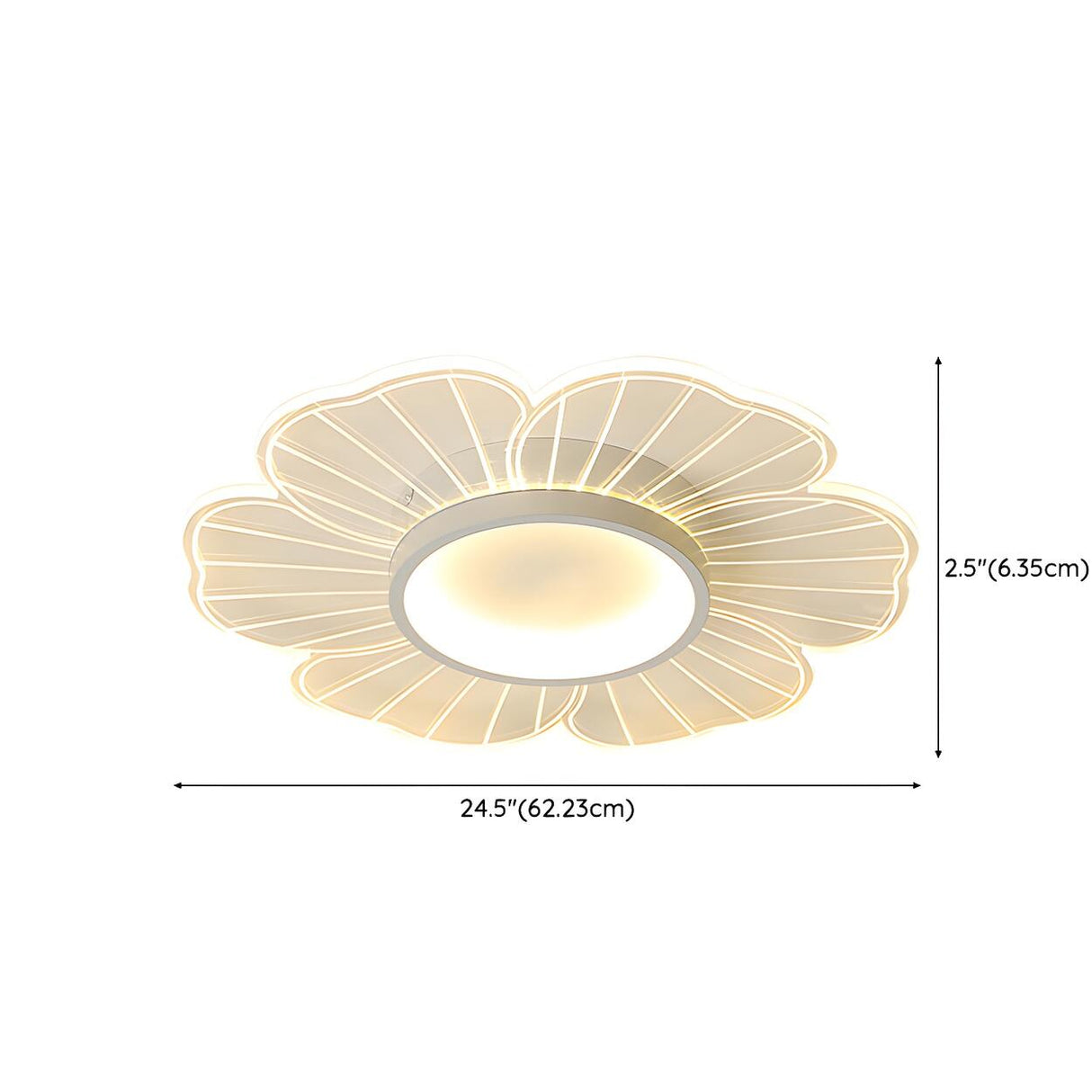 Elegant White Floral Dimmable Semi-Flush Mount Light 