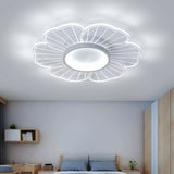 Elegant White Floral Dimmable Semi-Flush Mount Light Image - 2