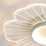 Elegant White Floral Dimmable Semi-Flush Mount Light Image - 4