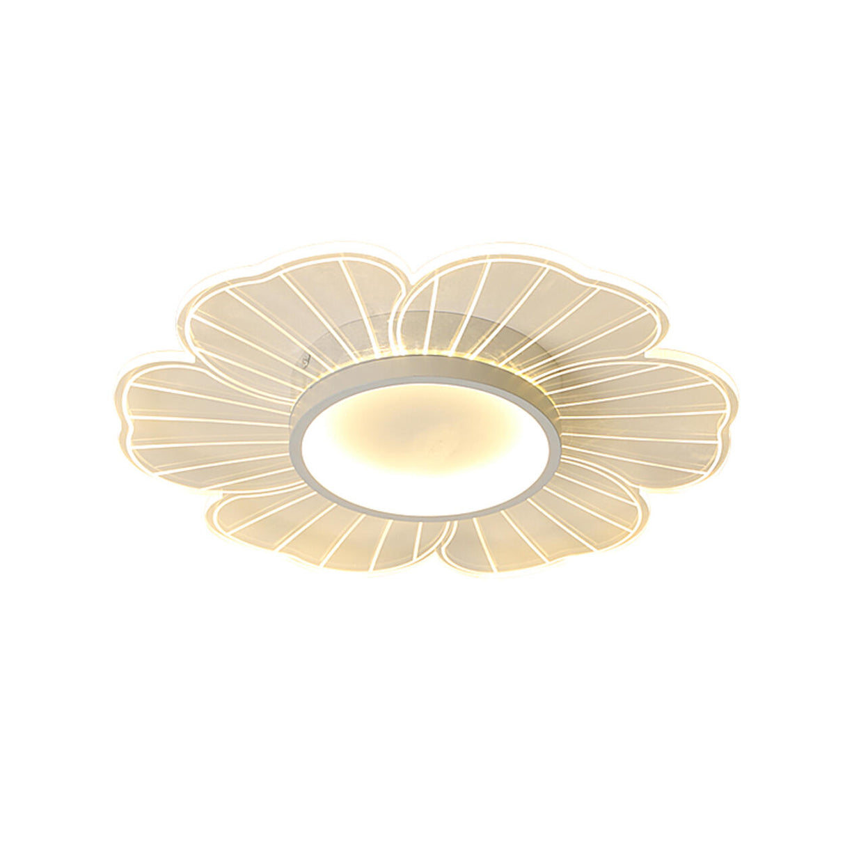 Elegant White Floral Dimmable Semi-Flush Mount Light Image - 5