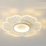 Elegant White Floral Dimmable Semi-Flush Mount Light Image - 6