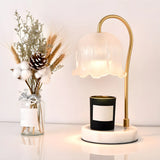 Elegant White Floral Glass Adjustable Light Table Lamp Image - 12