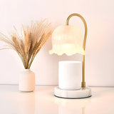 Elegant White Floral Glass Adjustable Light Table Lamp Image - 13