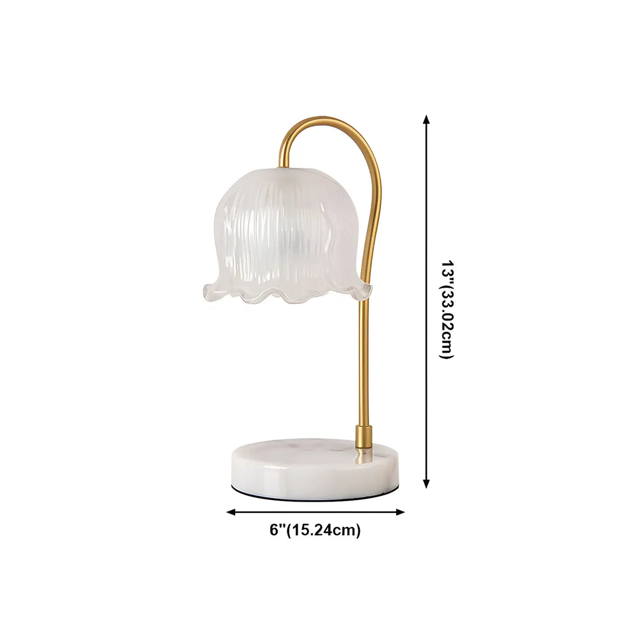 Elegant White Floral Glass Adjustable Light Table Lamp 