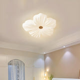 Elegant White Flower Dimmable Flush Mount Ceiling Light Image - 1