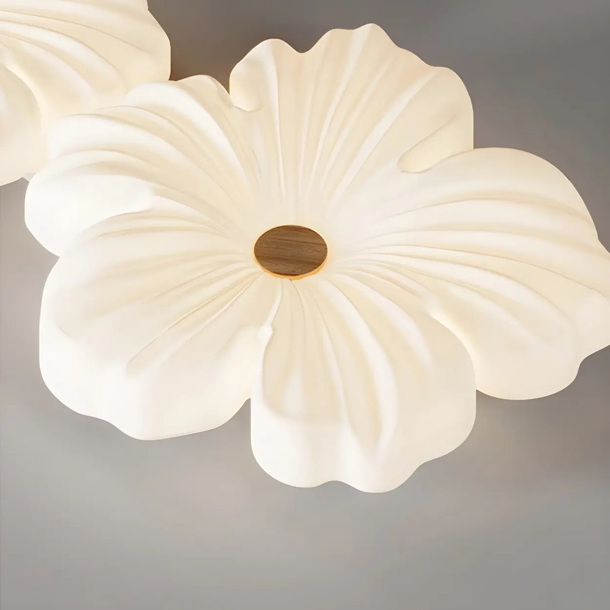 Elegant White Flower Dimmable Flush Mount Ceiling Light Image - 7