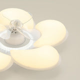 Elegant White Flower Flush LED Ceiling Fan with Light Image - 10