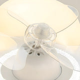 Elegant White Flower Flush LED Ceiling Fan with Light Image - 15