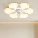 Elegant White Flower Flush LED Ceiling Fan with Light Image - 16