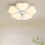 Elegant White Flower Flush LED Ceiling Fan with Light Image - 17