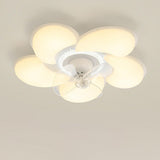 Elegant White Flower Flush LED Ceiling Fan with Light Image - 2