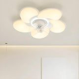 Elegant White Flower Flush LED Ceiling Fan with Light Image - 3