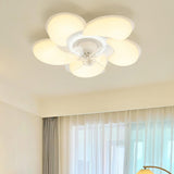 Elegant White Flower Flush LED Ceiling Fan with Light Image - 4