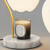 Elegant White Flower Glass Candle Melting Table Lamp Image - 11